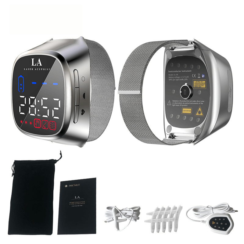 KTS 12 Holes Red Light Laser Wrist Watch for Diabetes Hypertension Sinusitis Heart Rate Semiconductor Laser Therapy Physiotherapy Home Use-KTS HEALTHCARE