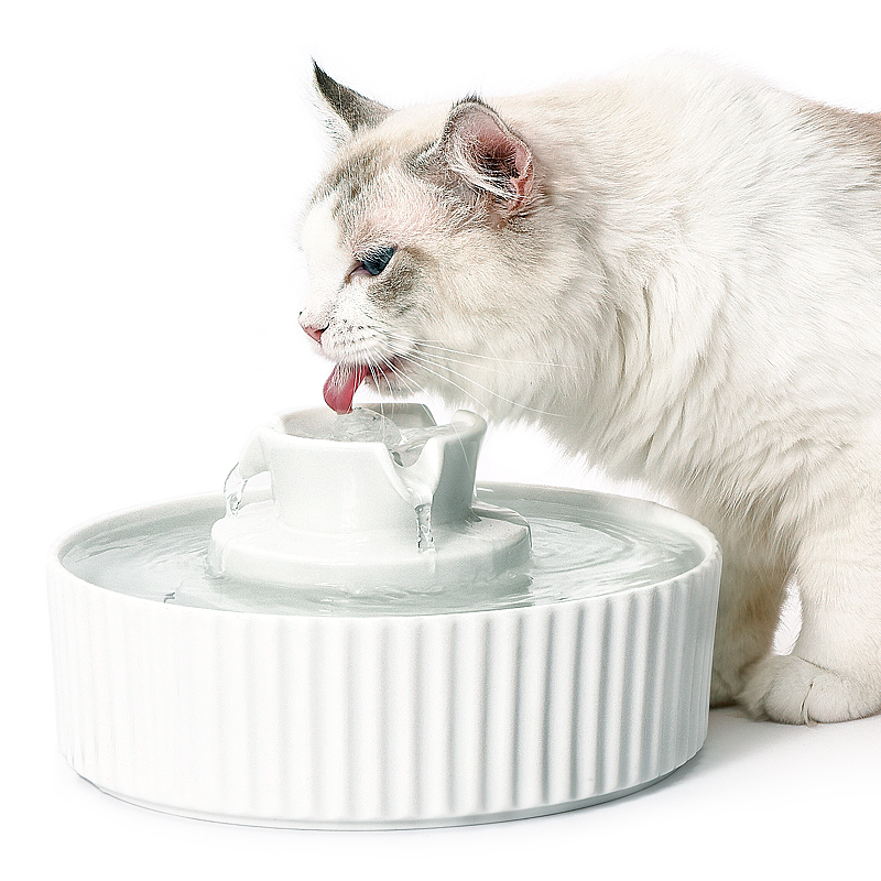 Petwant 2.1L Capacity Automatic Cat Dog Small Animals Ceramic Pet Drinking Water Fountain -petwant