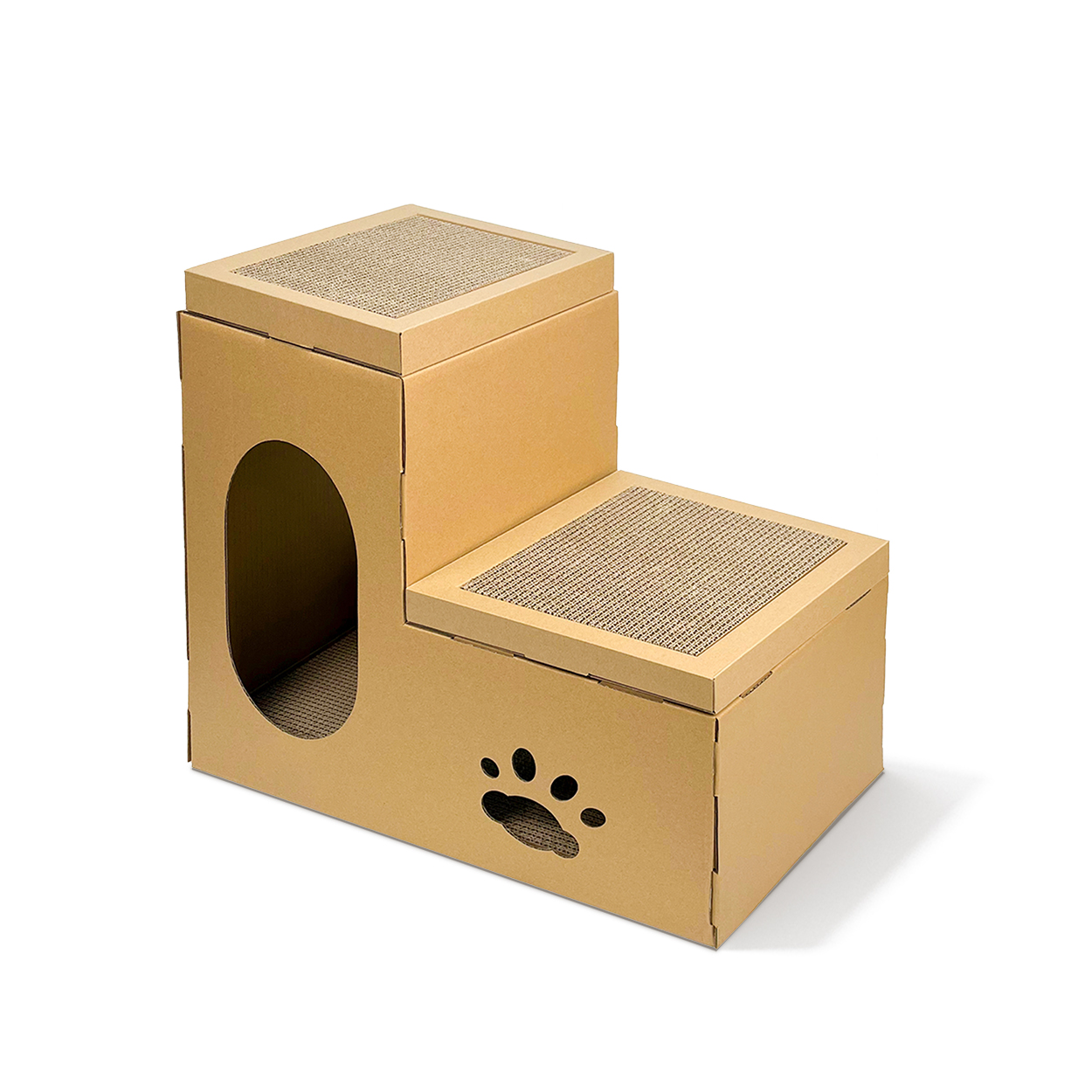 Petwant Eco-friendly Luxury Wooden cat House Scratcher Cardboard Indoor Foldable Animal Pet Cat House-petwant