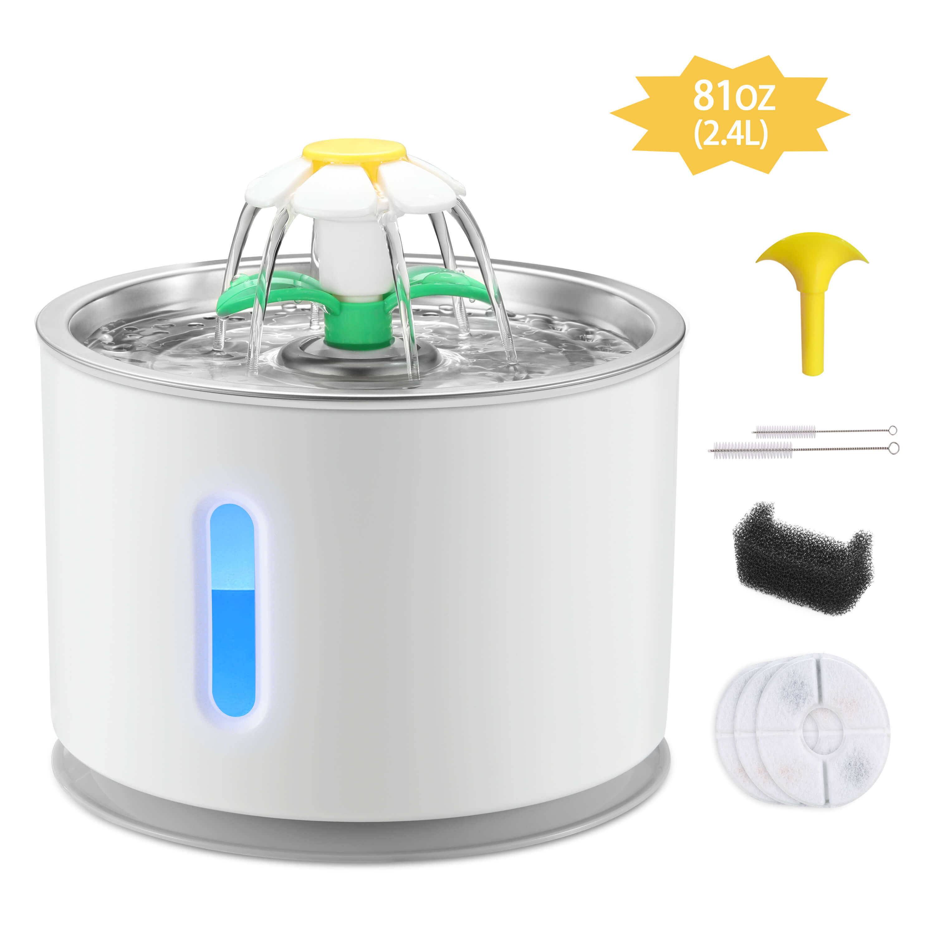 Cat Water Fountain Petwant 2.4L Silent 3 Outlet Auto Cat Drinker