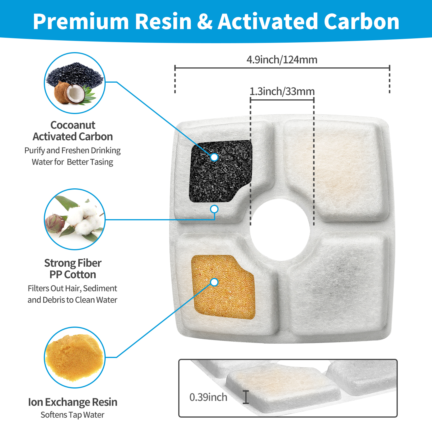  4/8/16pcs Square Filter cotton