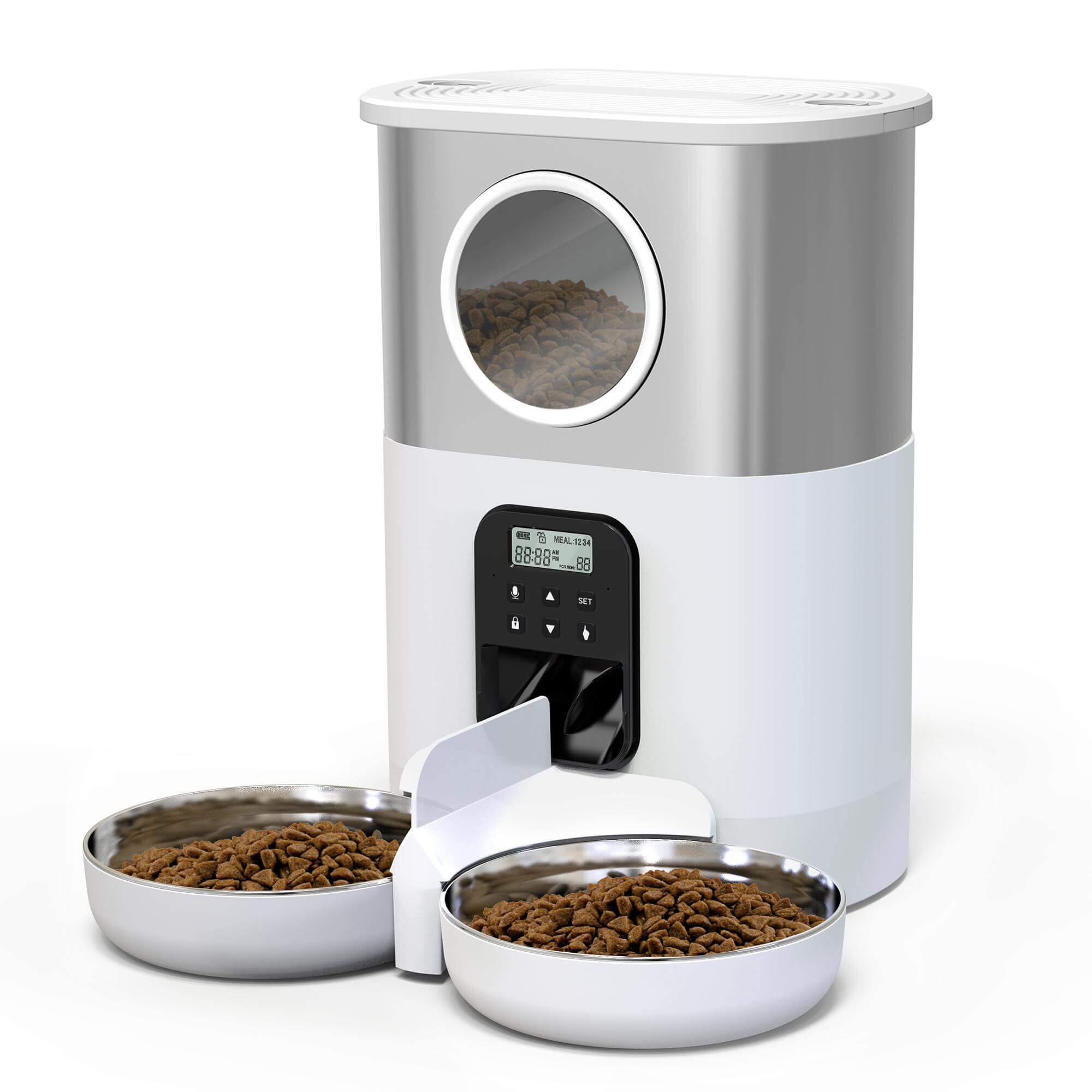 Petwant New Arrivals 5L Smart Double Meals Viewable Pet Feeder 40 Portion WIFI APP Remote Automatic Dog Cat Dry Food Dispenser