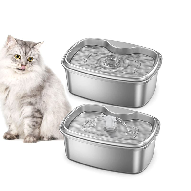 Petwant 2L Stainless Steel Smart Cat Drinking Fountain USB Charging Ultra Low Noise Water Pump Pet Automatic Water Dispenser-petwant