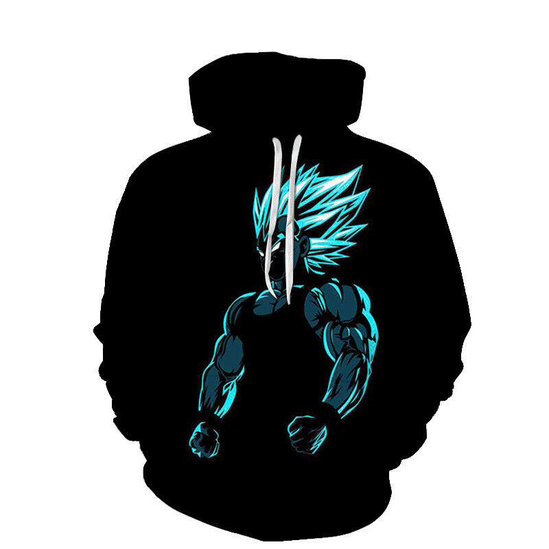 Adult Dragon Ball Super Saiyan Black Vegeta Sleeve Hoodies Sweatshirts For Men