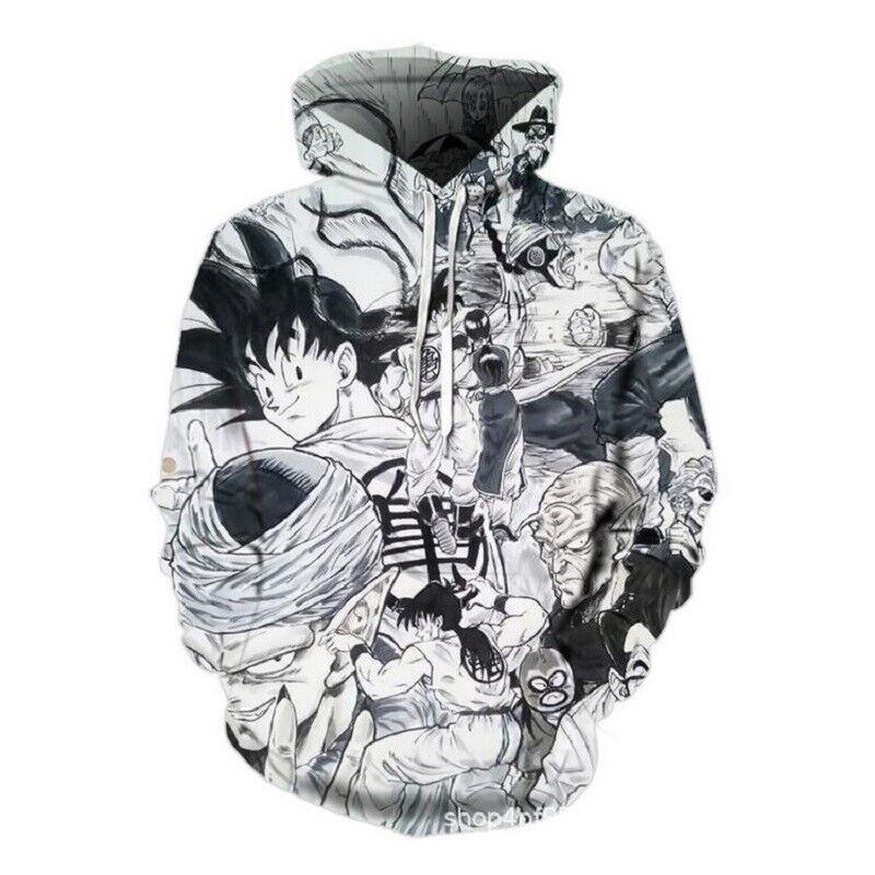 Adult Dragon Ball Super Saiyan Comic Sketch Son Goku Long Sleeve Hoodies Sweatshirts For Men