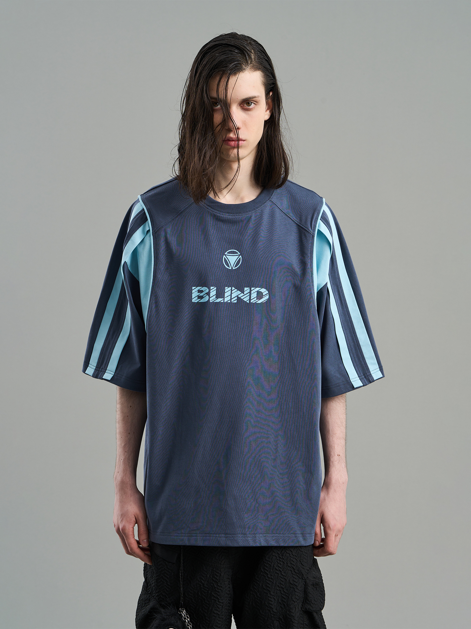 BLINDNOPLAN 23SS COLOR-BLOCK PATCHWORK SPORT LOGO T-SHIRT