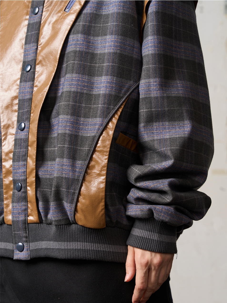 1/3BLIND 22AW PLAID COLOR BLOCK PATCHWORK JACKET