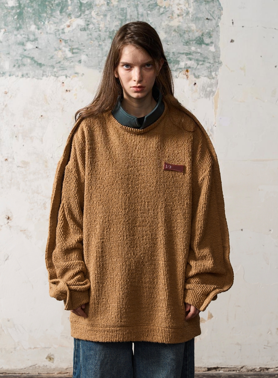 1/3BLIND 22AW SIDE-ZIP SPLICED SWEATER
