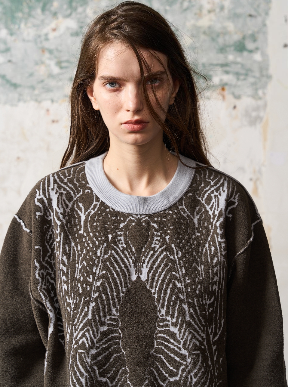 1/3BLIND 22AW JACQUARD COLOR-BLOCK SWEATER