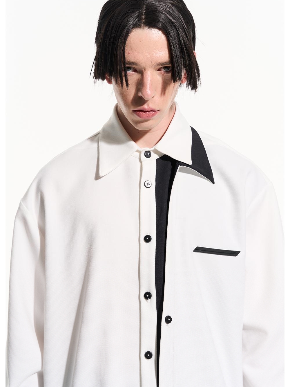 BLIND NO PLAN 22AW LAYERED SPLICE MULTIPLE COLLAR SHIRT