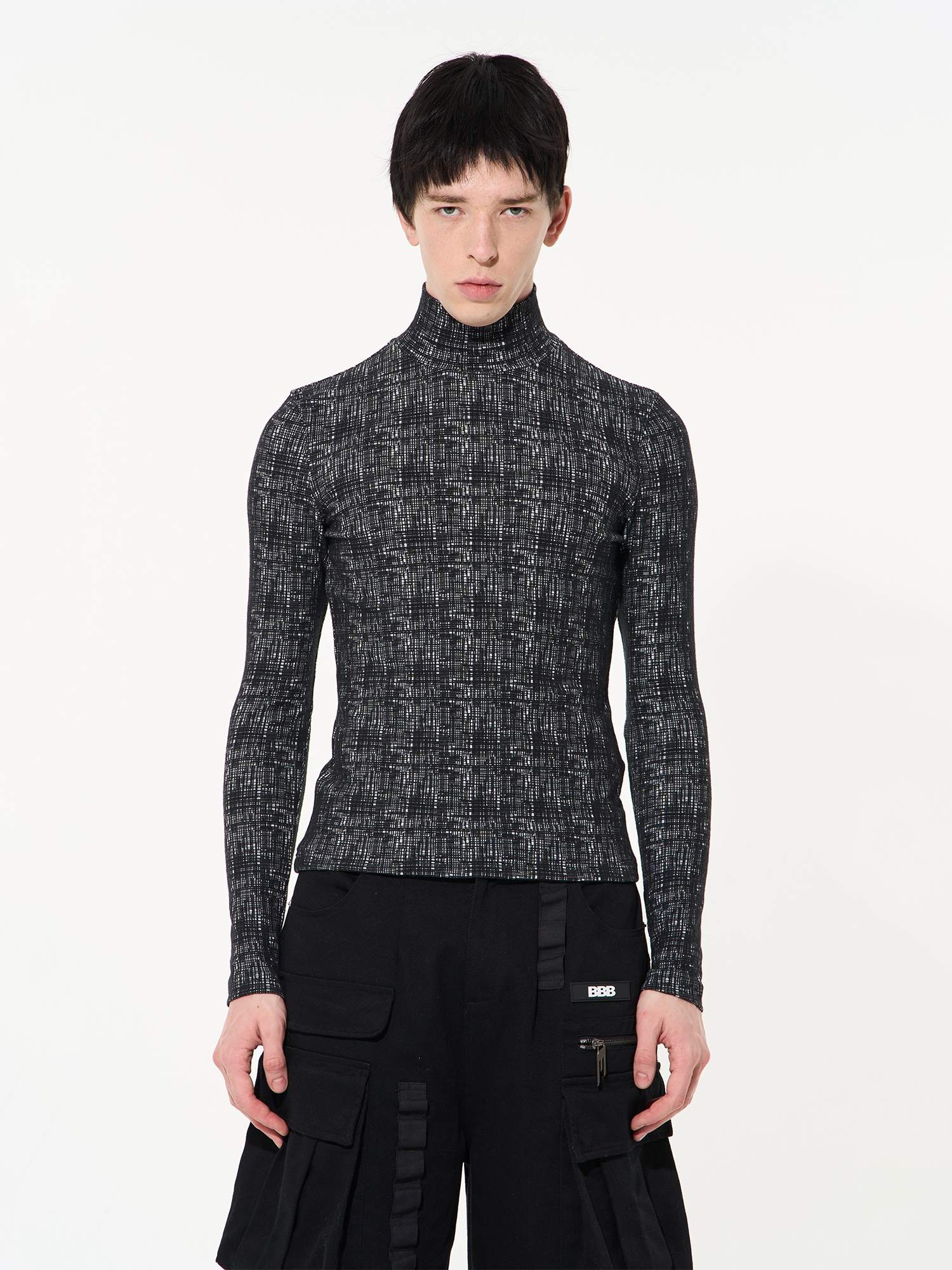 BLIND NO PLAN 23SS BASIC MINIMALIST MOCK NECK LONG SLEEVE SHIRT