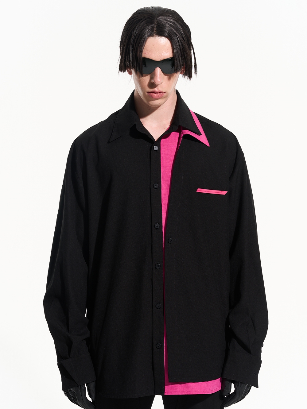 BLIND NO PLAN 22AW LAYERED SPLICE MULTIPLE COLLAR SHIRT