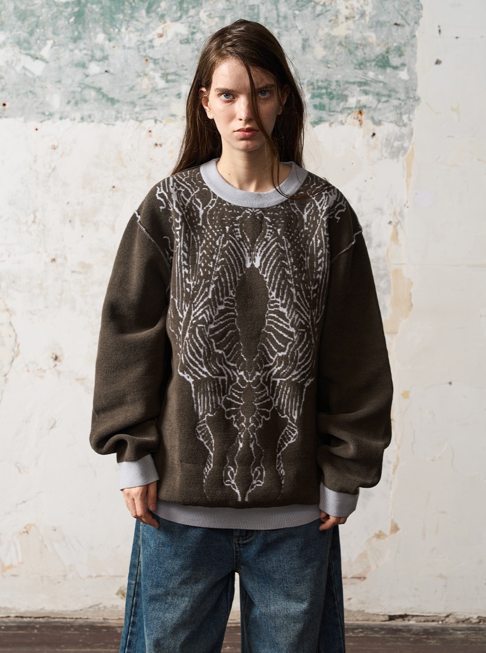 1/3BLIND 22AW JACQUARD COLOR-BLOCK SWEATER