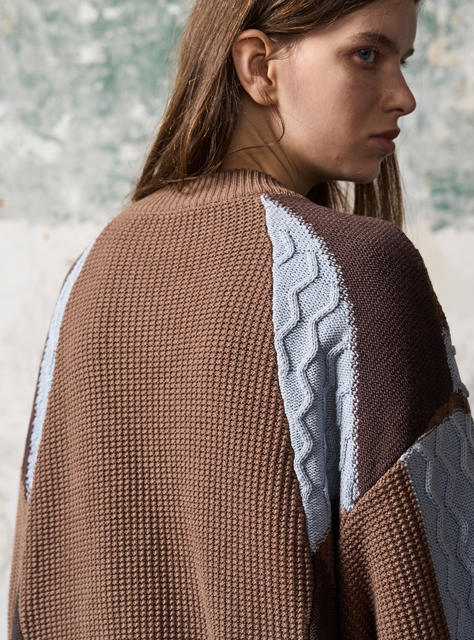 1/3BLIND 22AW COLOR-BLOCKED ZIPPER SWEATER