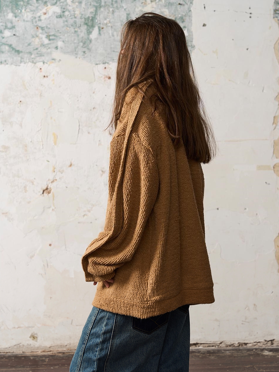 1/3BLIND 22AW SIDE-ZIP SPLICED SWEATER