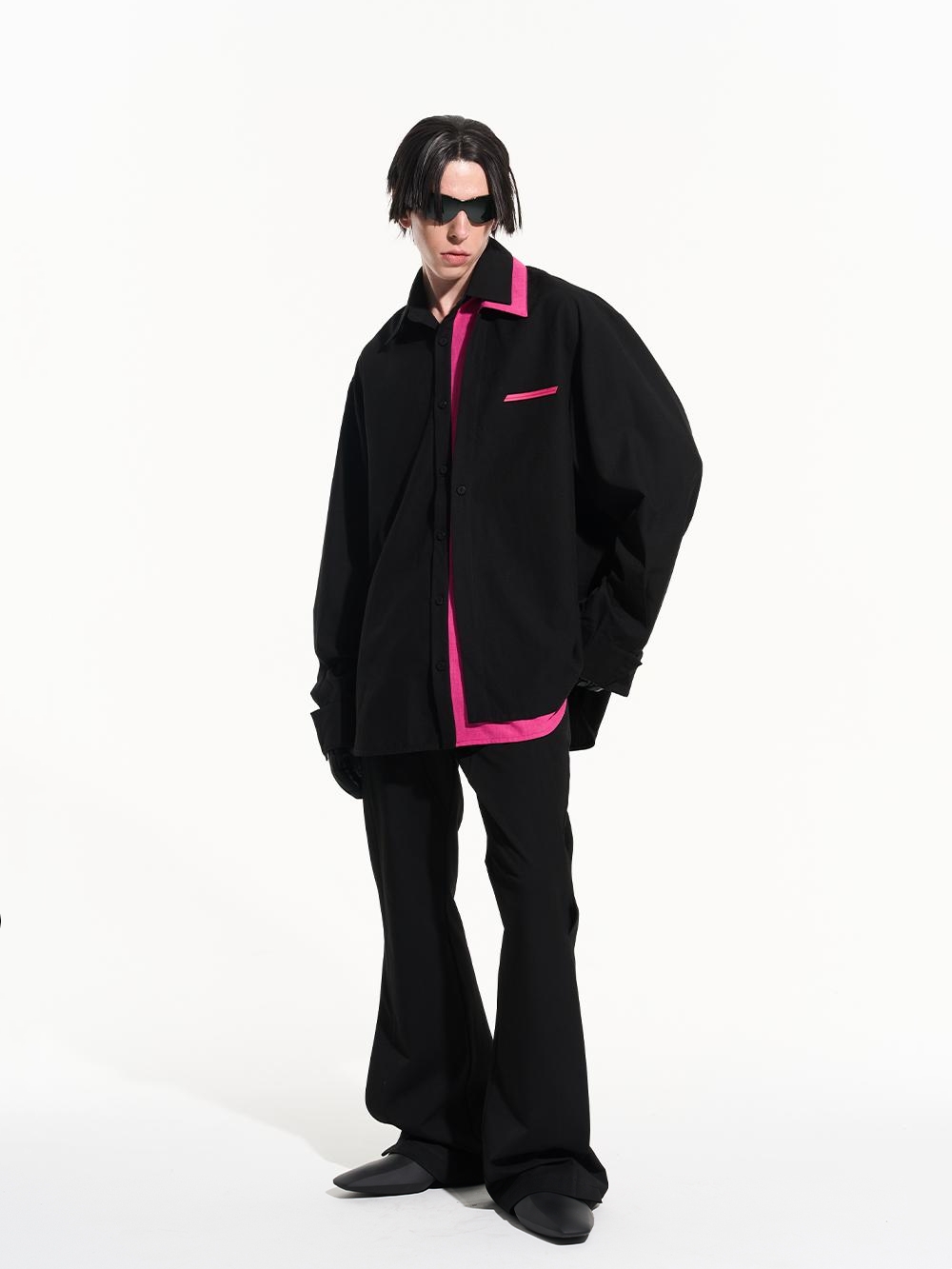 BLIND NO PLAN 22AW LAYERED SPLICE MULTIPLE COLLAR SHIRT