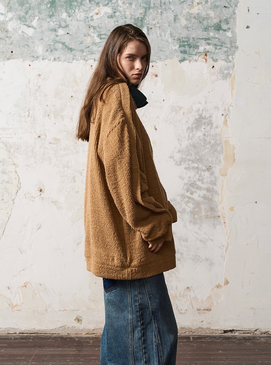 1/3BLIND 22AW SIDE-ZIP SPLICED SWEATER