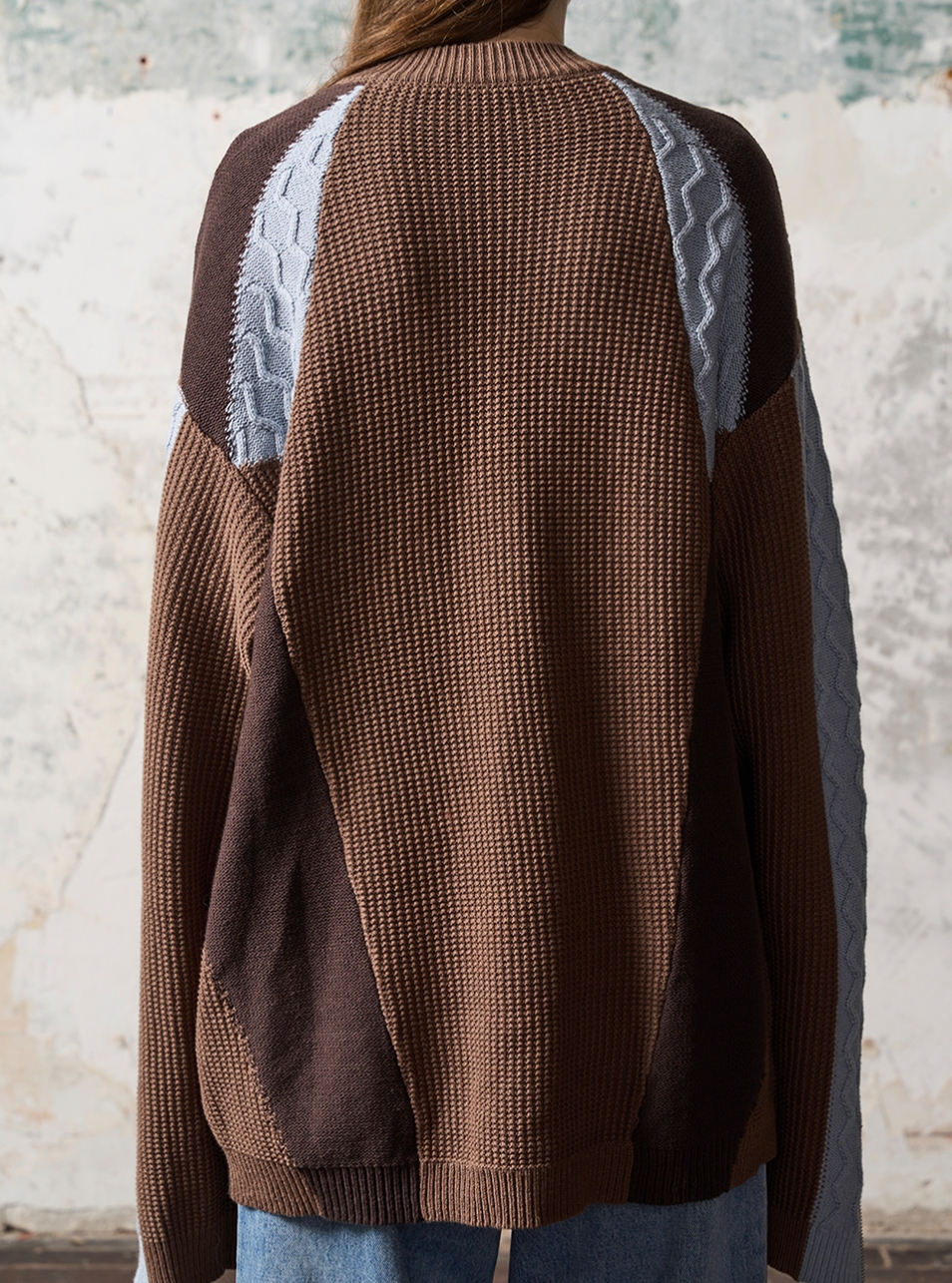 1/3BLIND 22AW COLOR-BLOCKED ZIPPER SWEATER