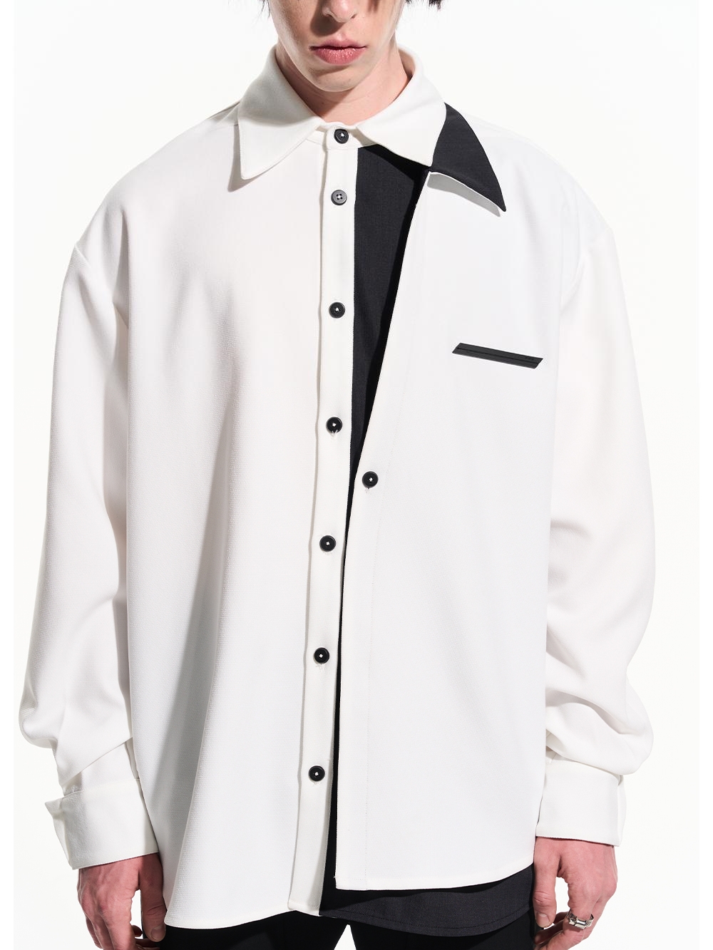 BLIND NO PLAN 22AW LAYERED SPLICE MULTIPLE COLLAR SHIRT