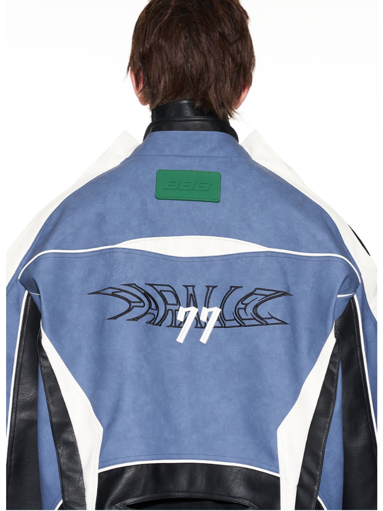 BLIND NO PLAN 22AW SPLICE EMBROIDERED LEATHER JACKET