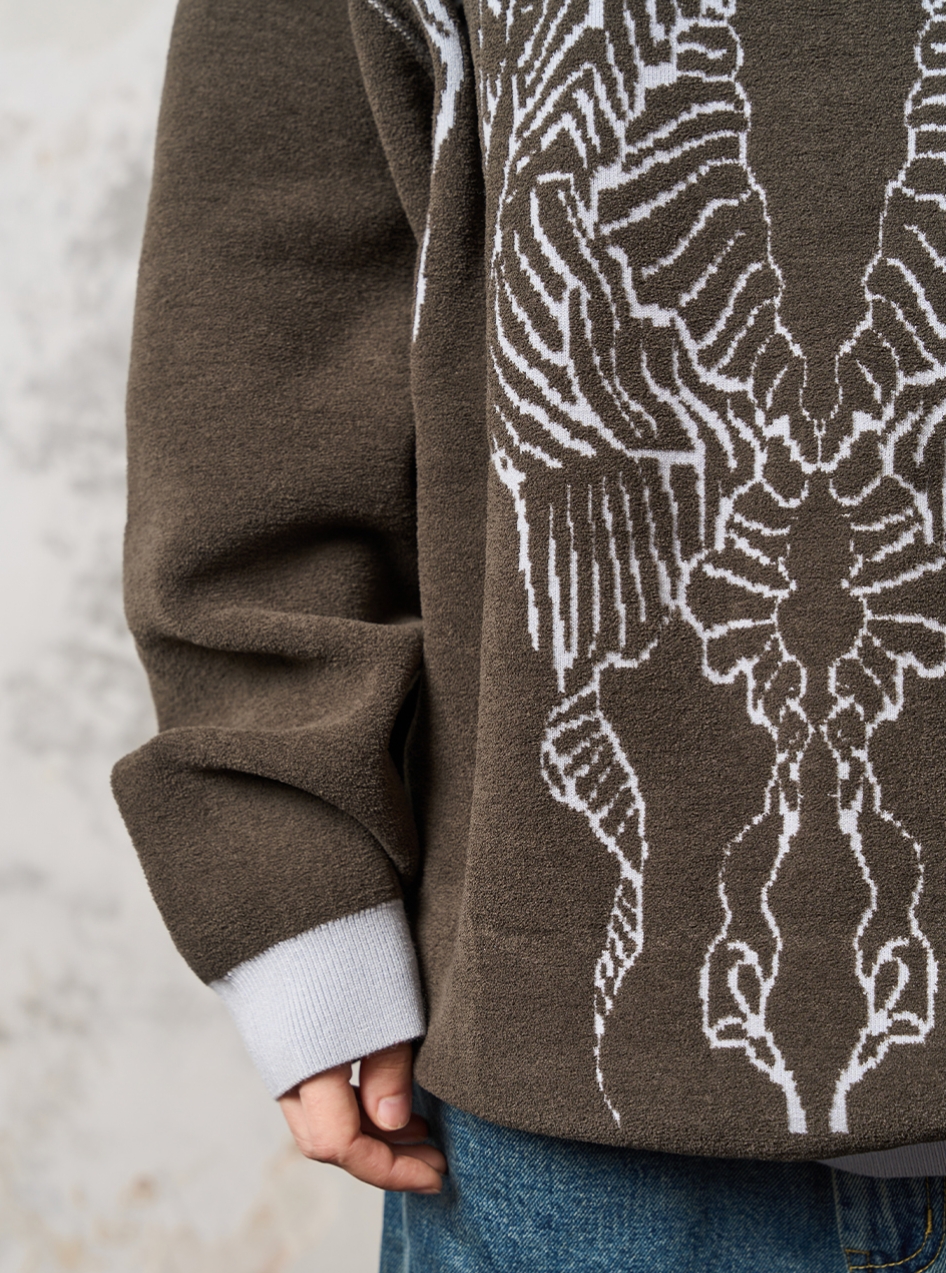 1/3BLIND 22AW JACQUARD COLOR-BLOCK SWEATER