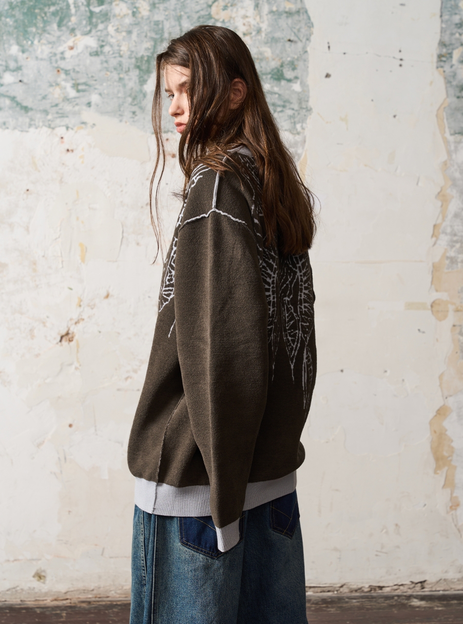 1/3BLIND 22AW JACQUARD COLOR-BLOCK SWEATER