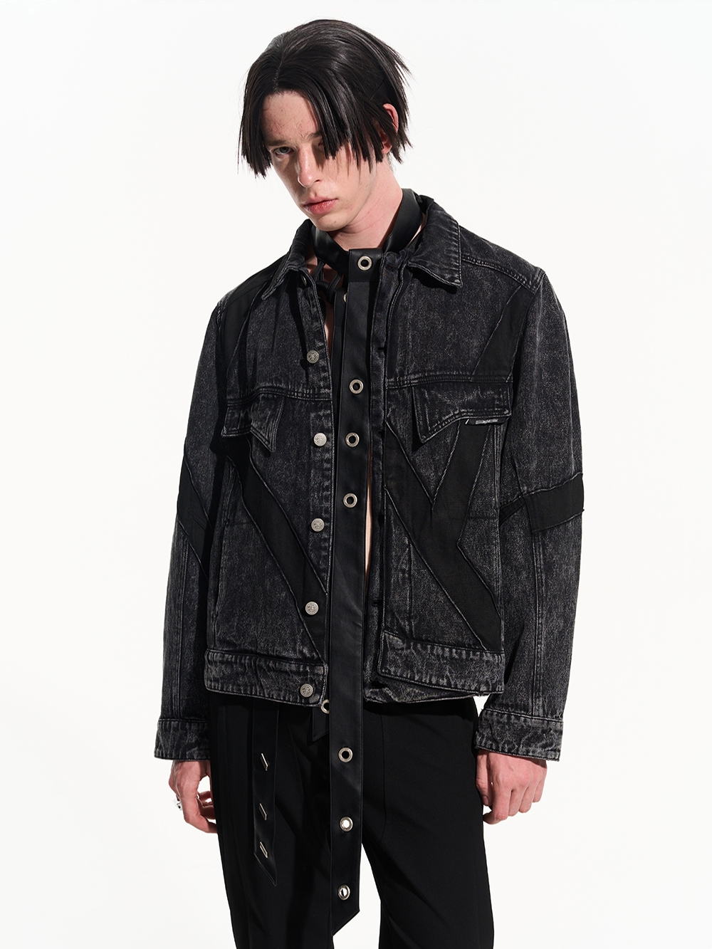 BLIND NO PLAN 22AW WASHED PATCHWORK DENIM JACKET