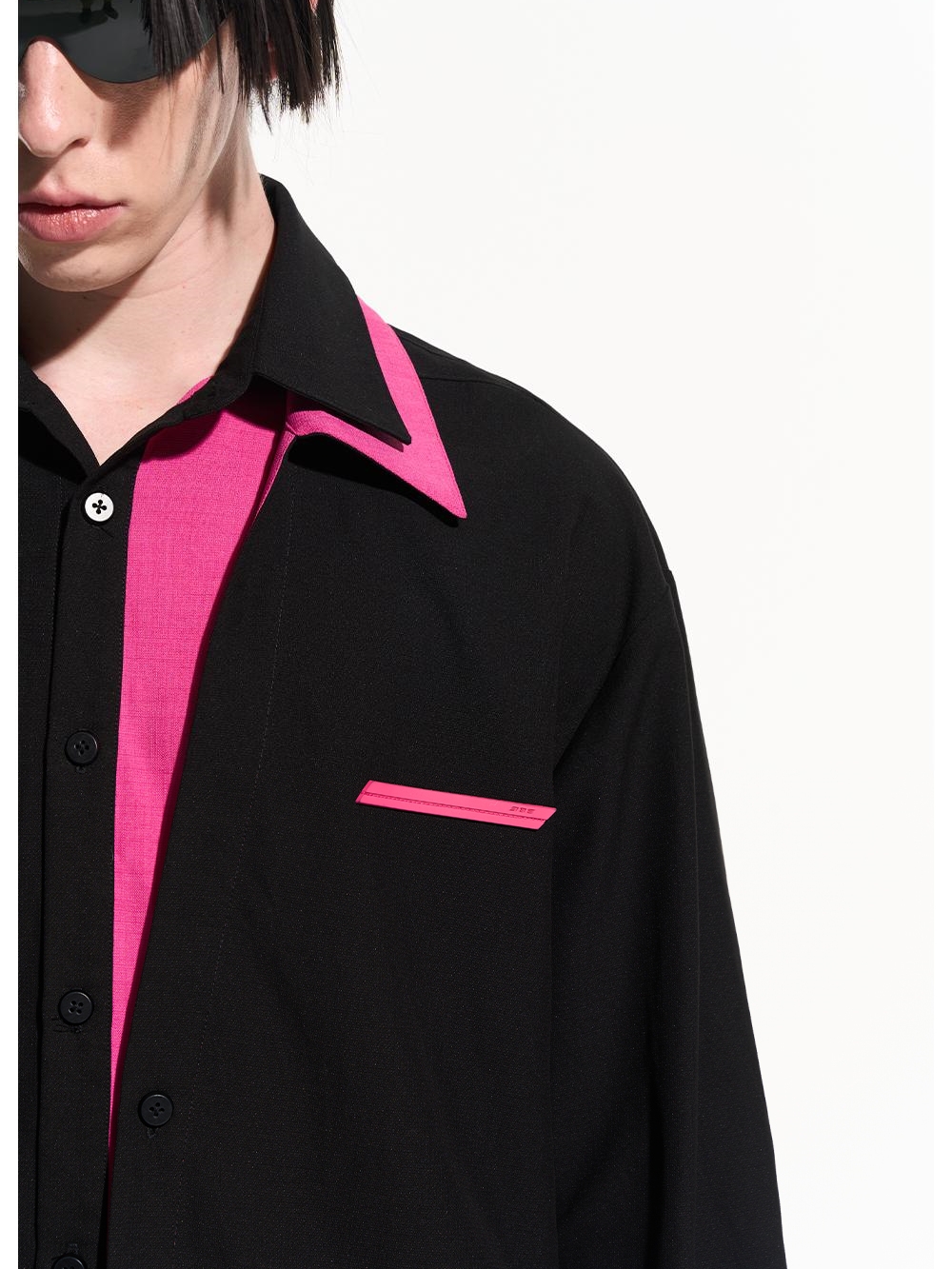 BLIND NO PLAN 22AW LAYERED SPLICE MULTIPLE COLLAR SHIRT