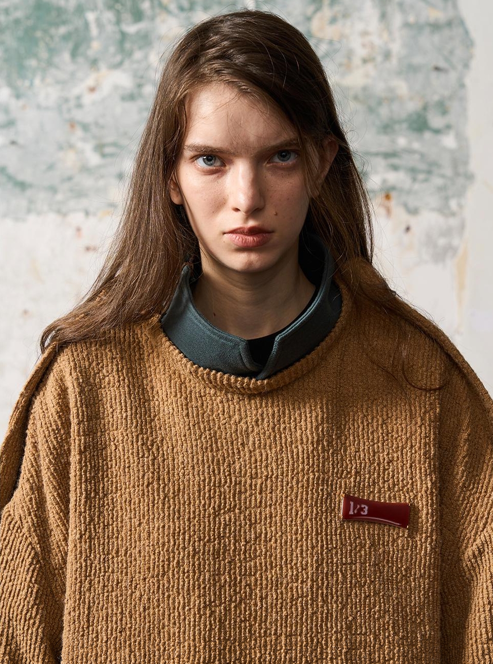 1/3BLIND 22AW SIDE-ZIP SPLICED SWEATER