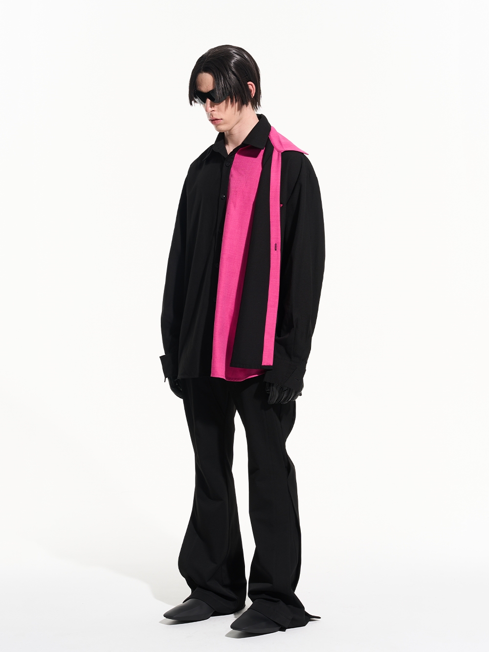 BLIND NO PLAN 22AW LAYERED SPLICE MULTIPLE COLLAR SHIRT