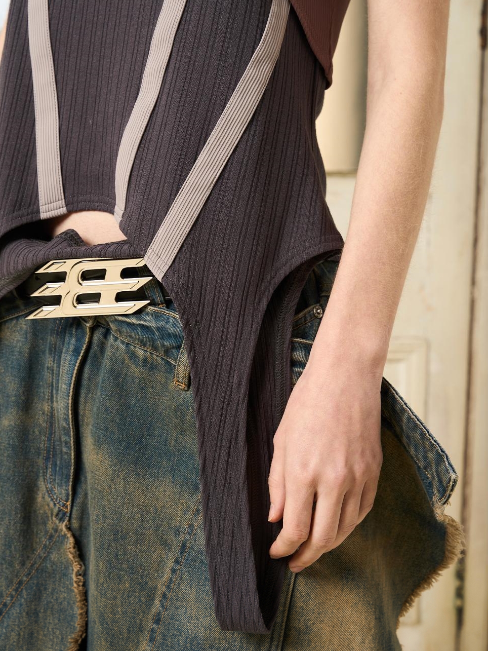 1/3 BLIND 23SS TWO-PIECE SPLICED SMALL HIGH COLLAR VEST