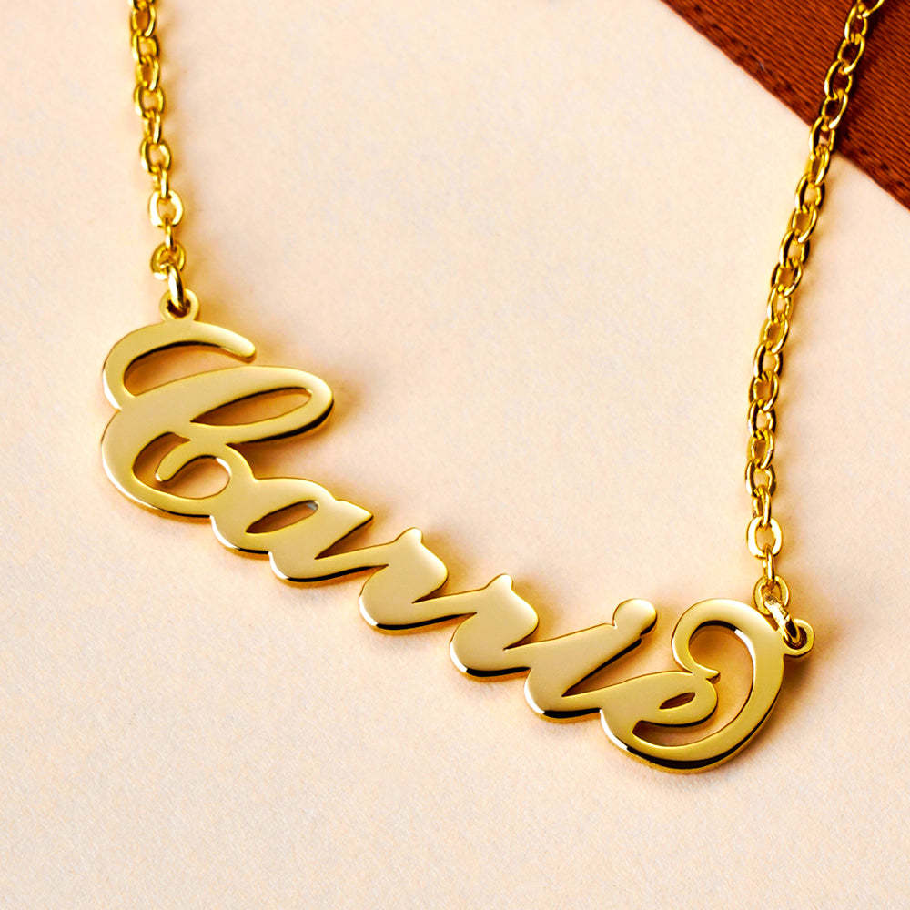 Carrie Style Name Necklace Black Gold Plated Silver - soufeelus