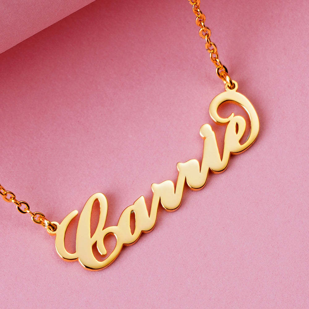 Carrie Style Name Necklace 14K Gold Plated Silver - soufeelus