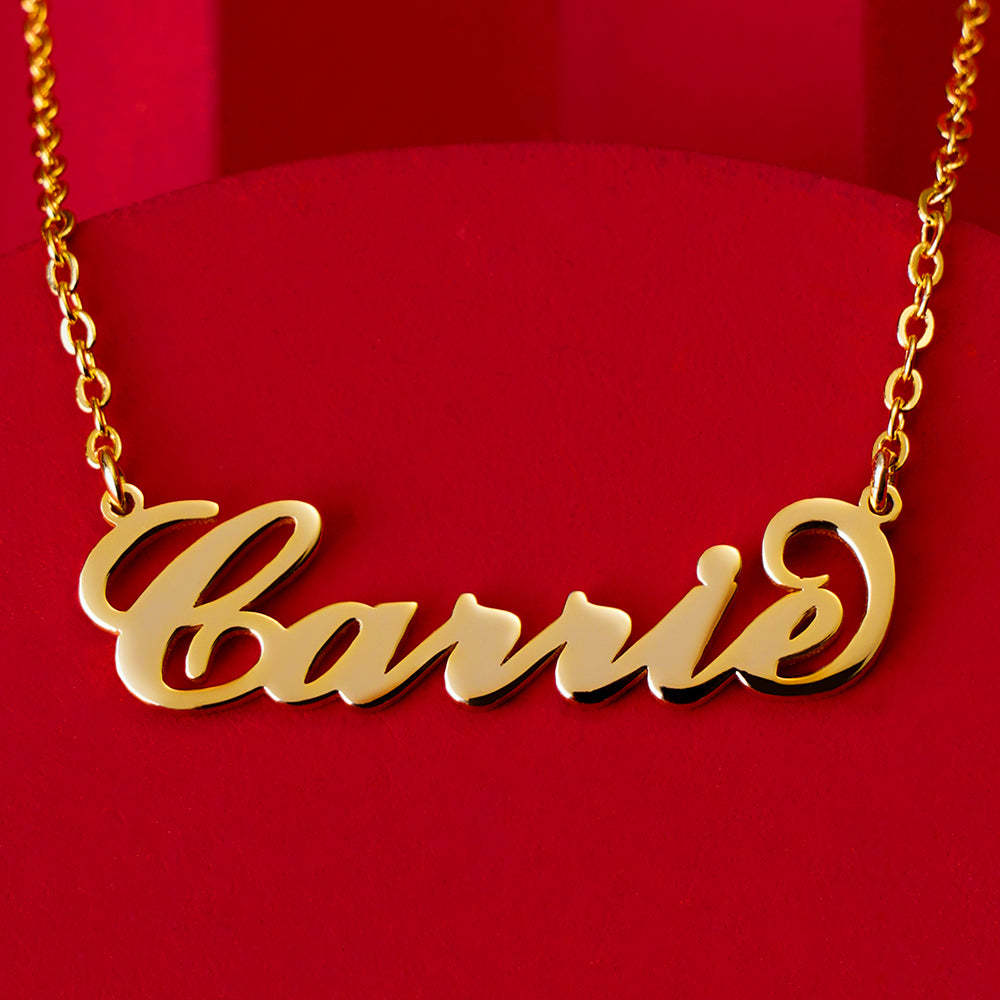 Carrie Style Name Necklace 15K Gold Plated Silver - soufeelus