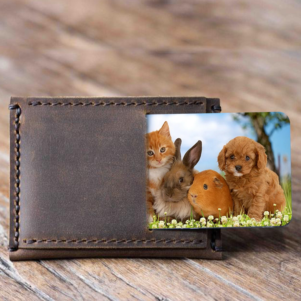 Custom Photo Engraved Wallet Card Good friend of Mankind Gifts for Pet - soufeelus