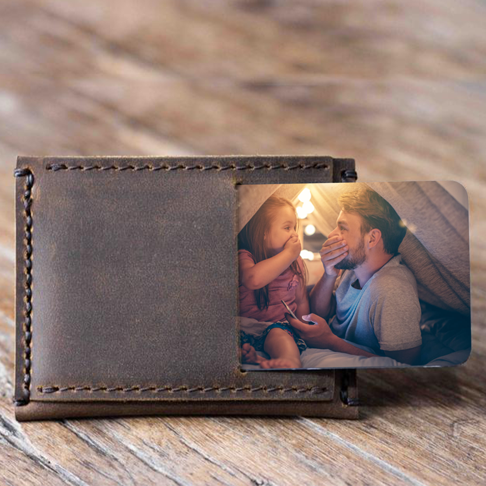 Custom Photo Engraved Name Wallet Card Ticket Souvenir Gifts for Father and Daughter - soufeelus