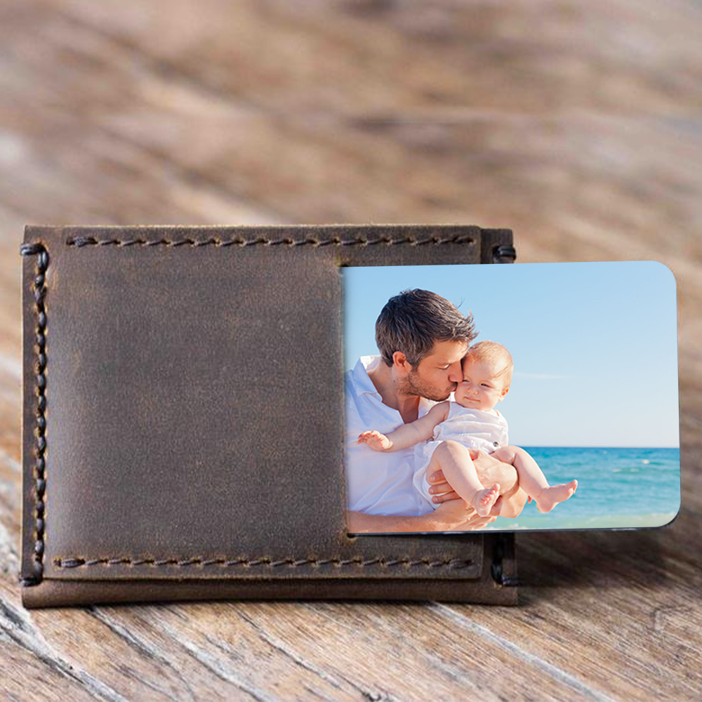 Custom Engraved Photo Wallet Card Ticket Design Gifts for Dad - soufeelus