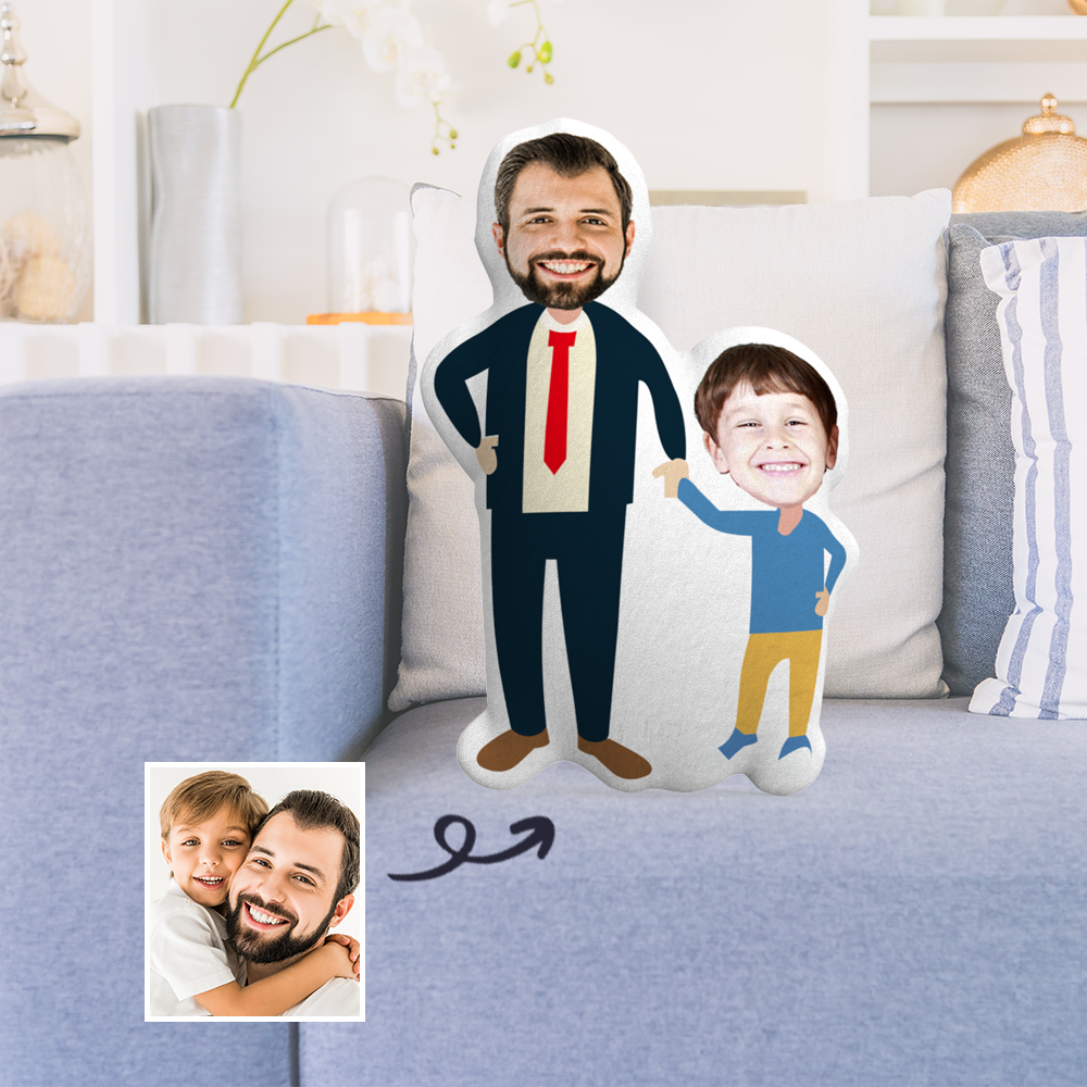 Custom Photo Pillow Father and Son Perfect Father's Day Gift - soufeelus