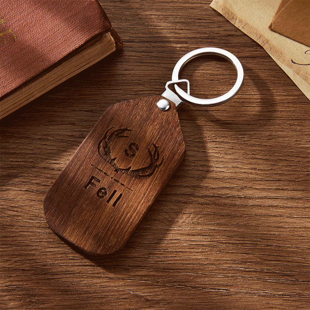 Custom Photo Engraved Keychain Wood Keychain Memorial Gift for Couple - soufeelus