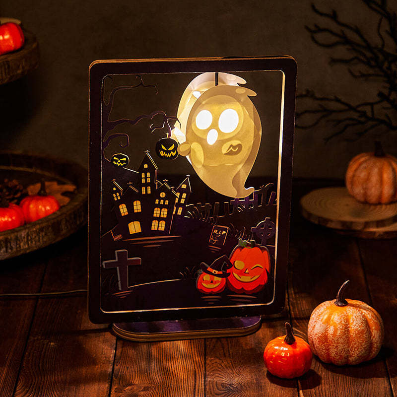 3D Paper Sculpture Night Light Fall Halloween Gifts for Kids and Adults Great Decor Light in Bedroom Living Room - soufeelus