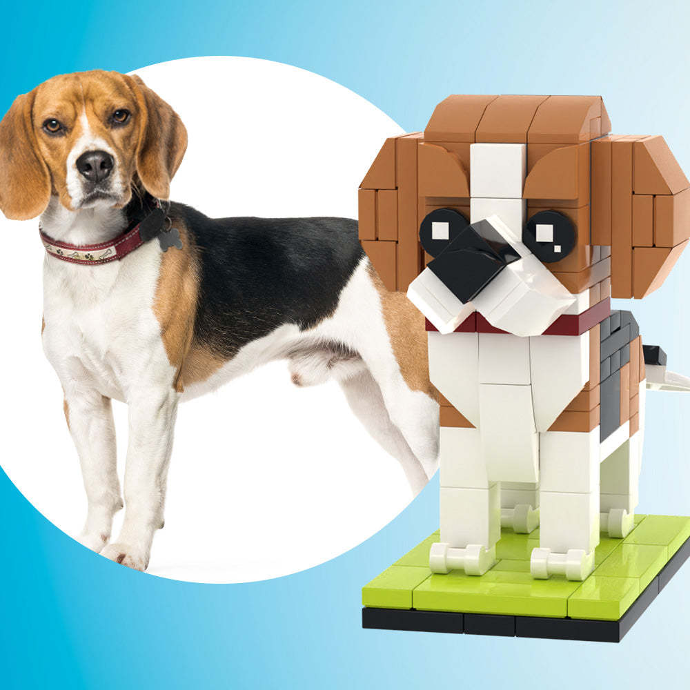 Fully Body Customizable Beagle 1 Dog Photo Custom Brick Figures Small Particle Block Brick Me Figures Customized Beagle Only - soufeelus