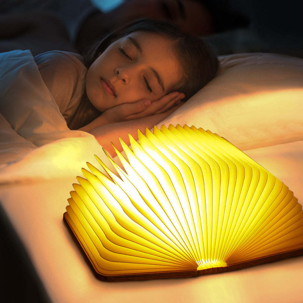 Custom Name Wooden Book Light Personalized 5 Colors Folding Magnetic Book Lamp Desk Night Light Gift - soufeelus