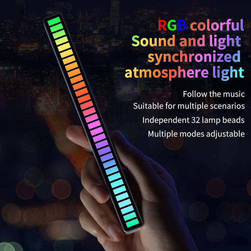 RGB Rechargeable Sound Control Light Colorful LED Ambient Light for Car Gaming Room -