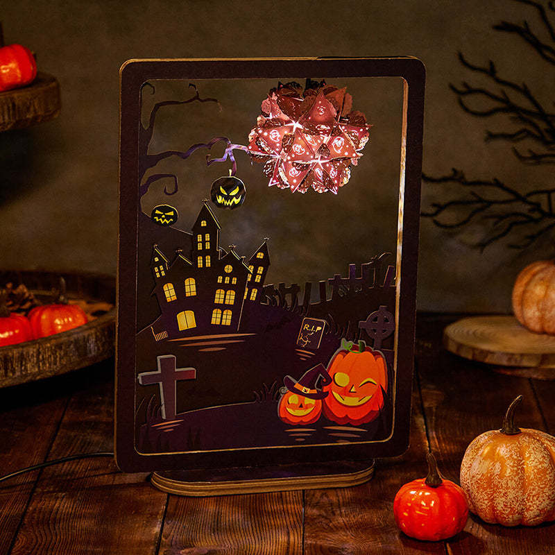 3D Paper Sculpture Night Light Fall Halloween Gifts for Kids and Adults Great Decor Light in Bedroom Living Room - soufeelus