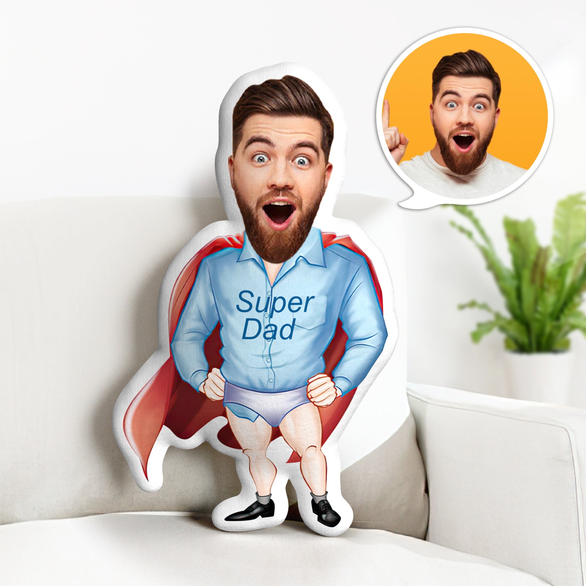 Father's Dad Pillow Gift Custom Pillow Face Body Pillow Personalized Underpants Man Pillow Gift for Dad - soufeelus