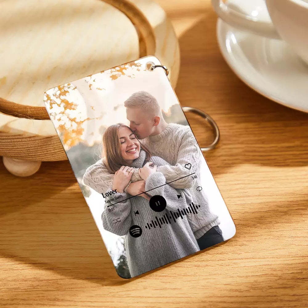 Custom Acrylic Spotify Glass Keychain/Plaque Gift for Couples - soufeelus