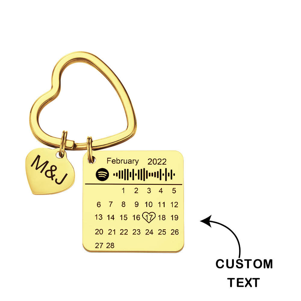 Custom Spotify Calendar Keychain Anniversary Gifts Custom Calendar Spotify Keychain Heart Shape Keychain Couple Gift - soufeelus