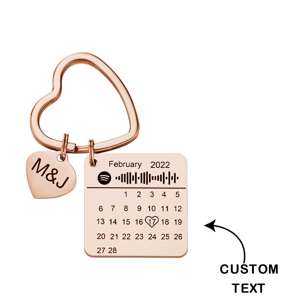Custom Spotify Calendar Keychain Anniversary Gifts Custom Calendar Spotify Keychain Heart Shape Keychain Couple Gift - soufeelus