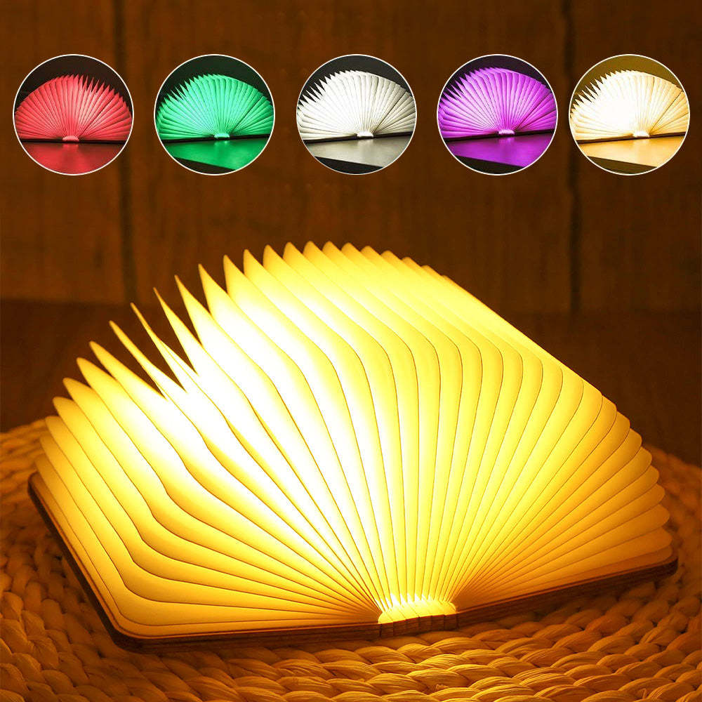 Custom Name Wooden Book Light Personalized 5 Colors Folding Magnetic Book Lamp Desk Night Light Gift - soufeelus