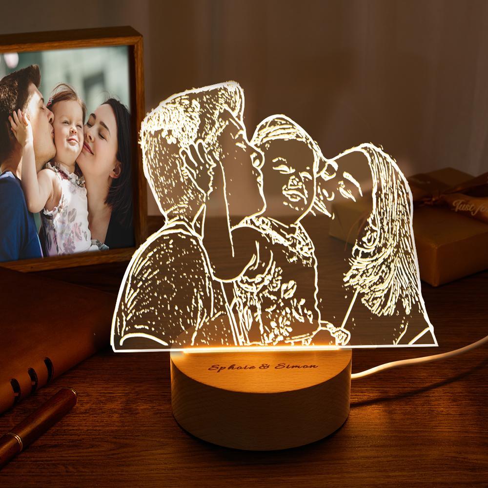 Custom 3D Photo Lamp Led for Bedroom, Personalized Night Light Gift for Family